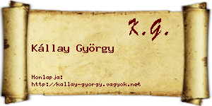 Kállay György névjegykártya